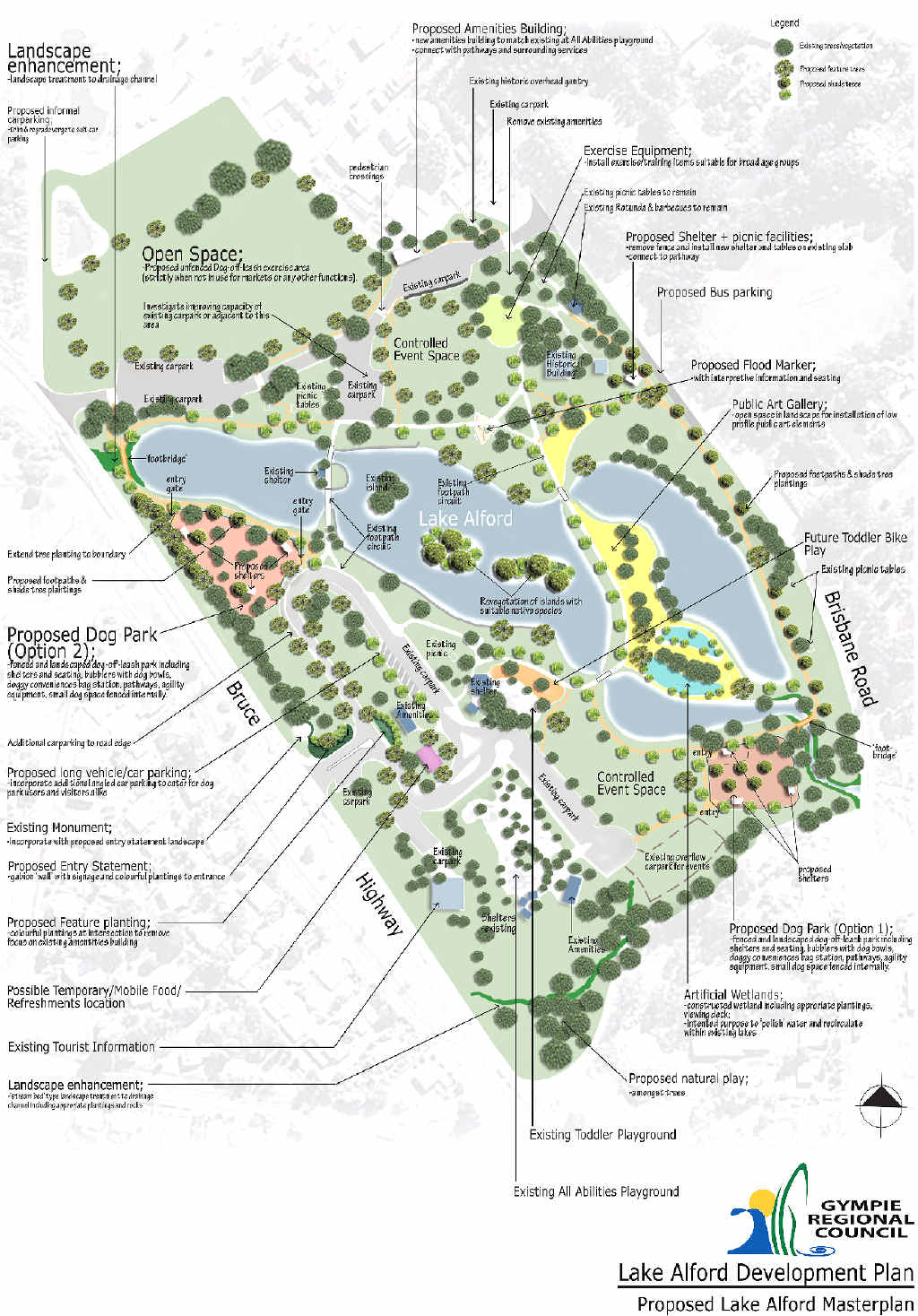 NEW AND IMPROVED: This plan outlines the changes proposed for Lake Alford Park aka the Gympie duck ponds. NEW AND IMPROVED: This plan outlines the changes proposed for Lake Alford Park aka the Gympie duck ponds.
